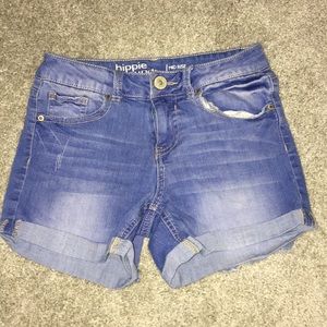 Light wash mid rise shorts